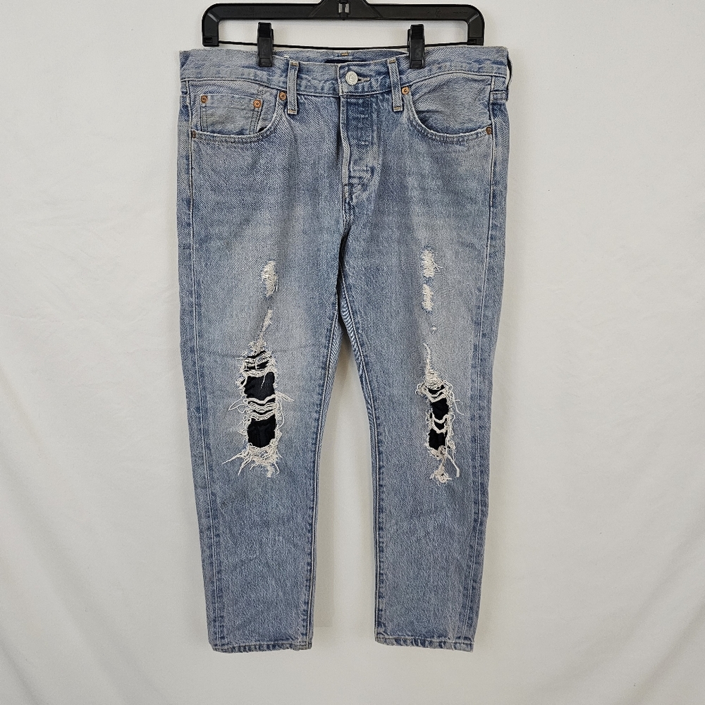 Levi's Made & Crafted 501 T Tapered Distressed Lace Inset Denim Jeans Size 28